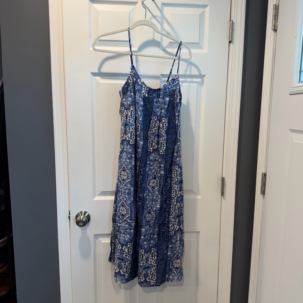 Lucky Brand Navy and White Smocked Dress